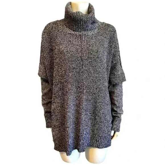 ALYA boxy oversized black cable knit cowl neck sweater women size medium - Picture 4 of 15